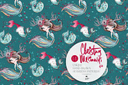 Christmas Mermaids Seamless Patterns, a Pattern Graphic by KaramfilaS (Thumbnail 11 of 19)