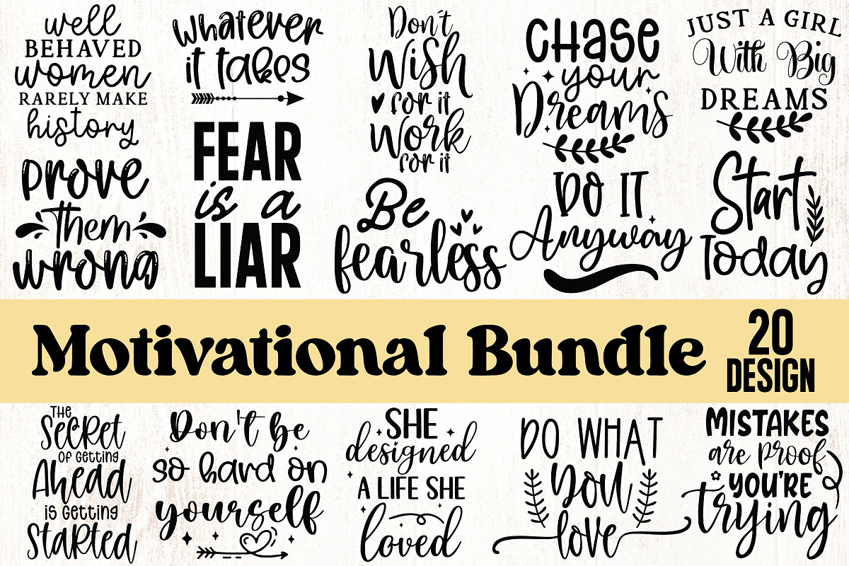 Motivational SVG Bundle, a Graphic by Buycreativedesign (Photo 1 of 11)