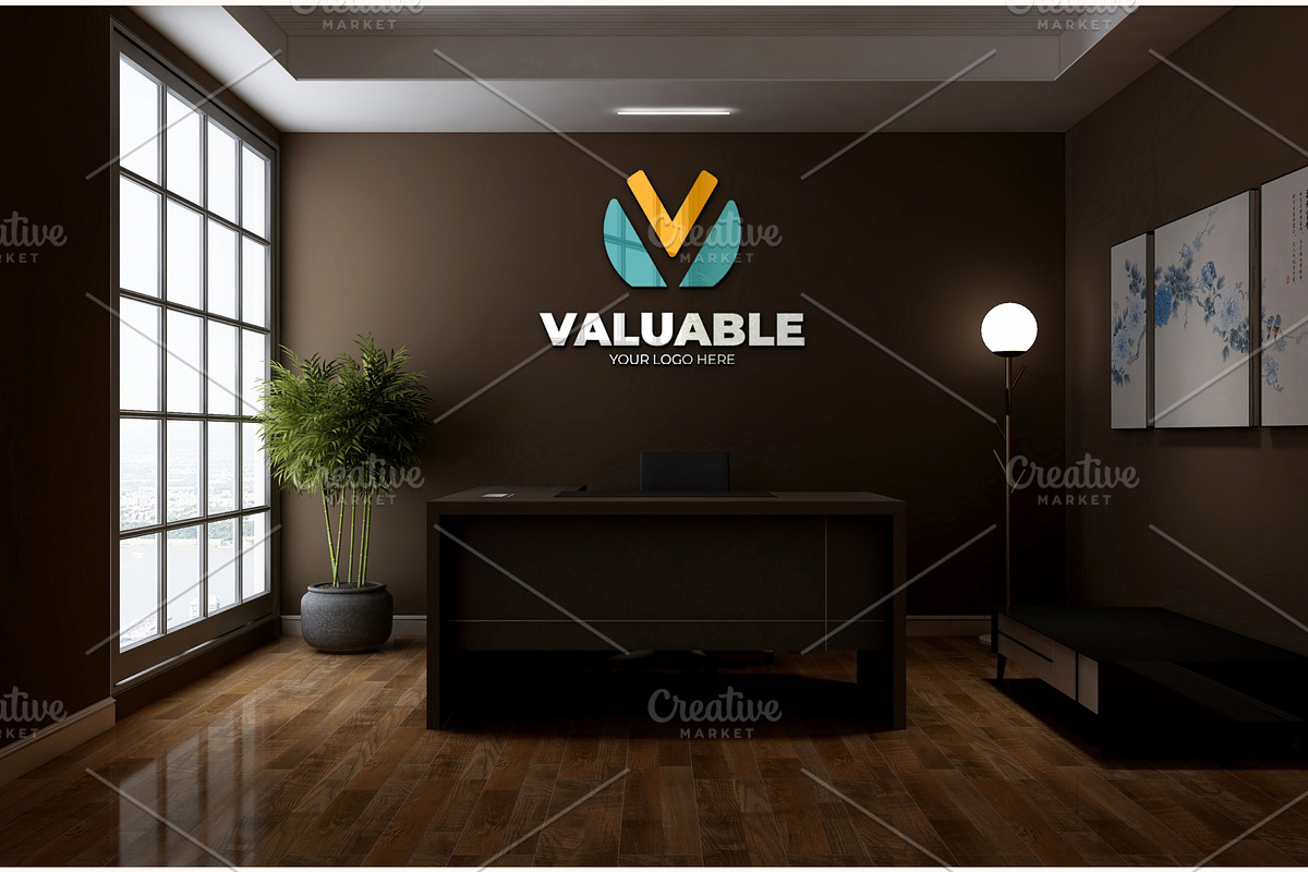 Cafe & Office Scene Wall Logo Mockup, an Advertising Mockup by Ayy (Photo 11 of 18)