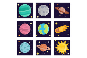 Space Landing Planets Solar System Future Exploration Nature Vector Illustration