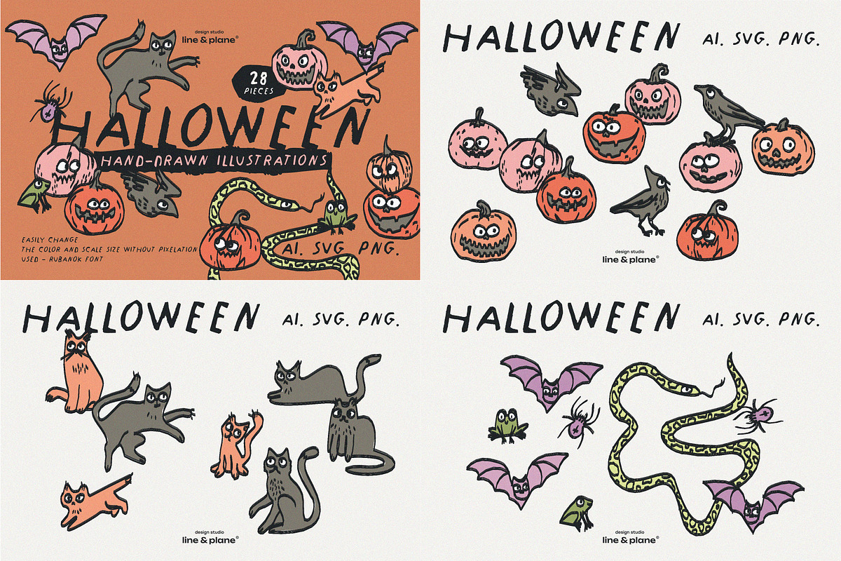Bundle 8 in 1 - Illustrations & Font, an Animal Illustration by line & plane (Photo 10 of 10)