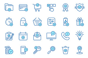 Set of Approve Line Icons, an Object Illustration by Vector Creator