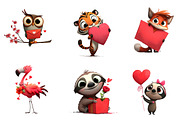 valentines animals clipart, an Illustration by CreationArt (Thumbnail 6 of 7)