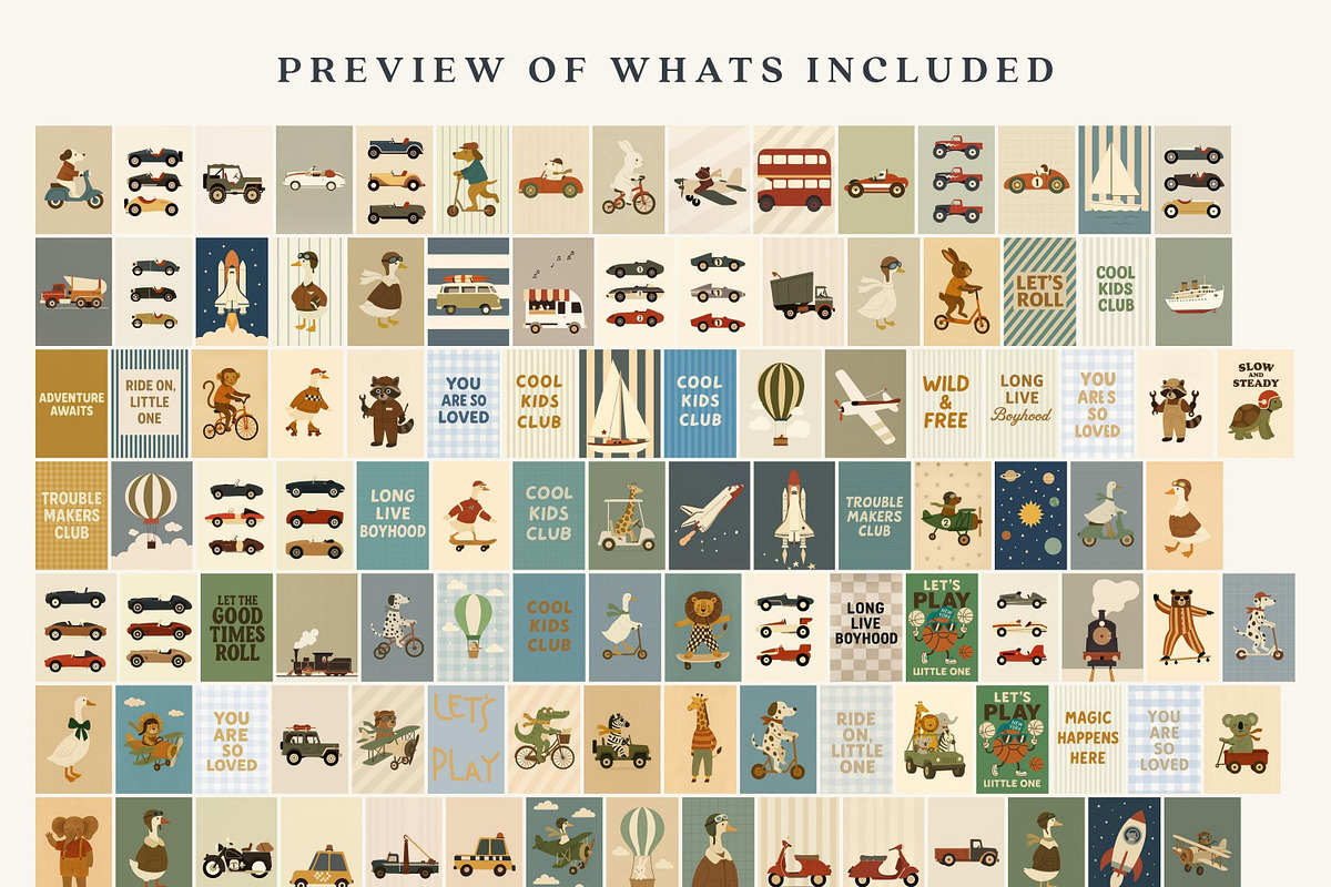 100 Retro Kids Room Prints Bundle –, a Graphic by Malunio (Photo 4 of 5)