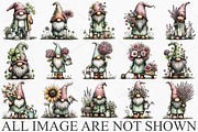 Watercolor Spring Gnome Clipart PNG, an Illustration by Canvas Craft (Thumbnail 3 of 7)