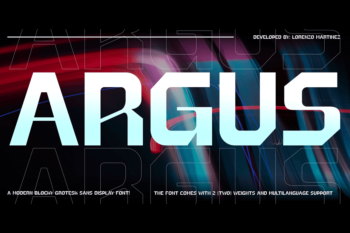 Argus - Blocky Grotesk Typeface, a Sans Serif Font by Lurinzu Studios (Photo 1 of 12)