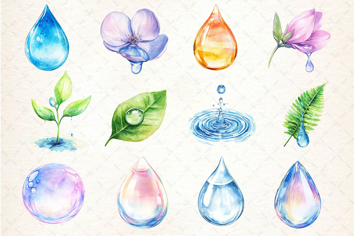 Spring Water Droplets Clipart, an Illustration by Dream Creation (Photo 3 of 3)