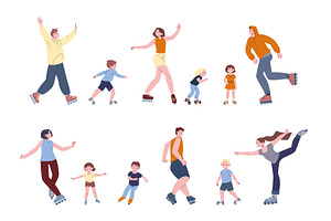 People roller skating. Seasonal, a Sport Illustration by Valerie Bodnar