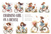 Girl on a Bicycle. Wall art., a Decorative Illustration by KENO Mascots (Thumbnail 1 of 5)