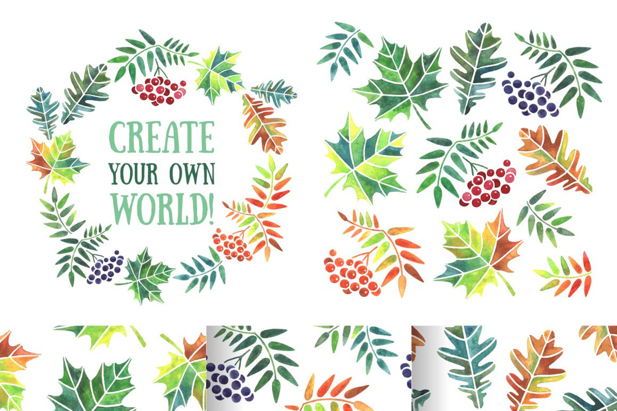 Watercolor leaves, a Pattern Graphic by LunaSolvo (Photo 2 of 2)
