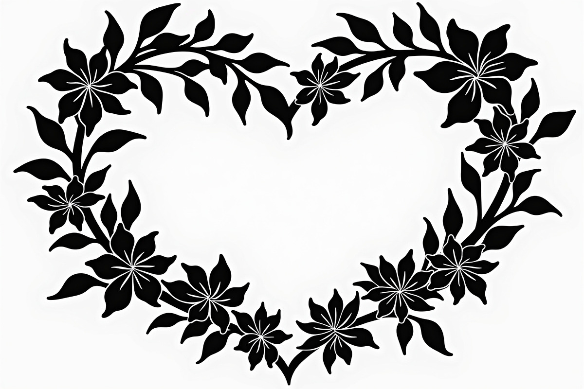 8 Heart Silhouette Floral Frames, an Illustration by hafijul (Photo 8 of 9)