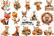 Watercolor Autumn Fox Clipart, an Illustration by Pixels.Craft (Thumbnail 1 of 7)