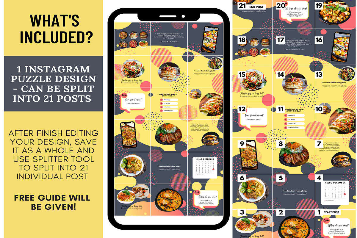 Food Instagram Puzzle Grid Template, a Social Media Template by LushBury
