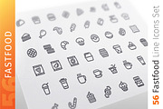 Fastfood Line Icons Set, an Outline Icon by Voysla's Shop (Thumbnail 1 of 4)