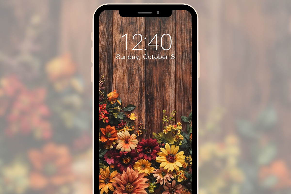 Autumn Floral Phone Wallpaper Set, a Graphic by Kalindiprints (Photo 3 of 6)