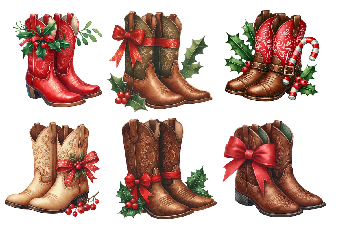 Christmas Cowboy Boots Clipart, an Illustration by Designworld (Photo 5 of 6)