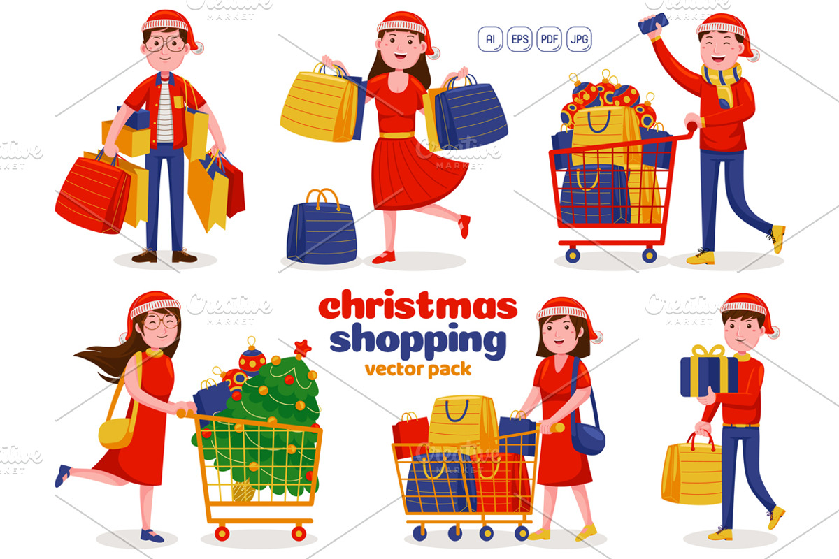 Christmas Shopping Vector Pack, an Object Graphic by MEDZ (Photo 1 of 3)