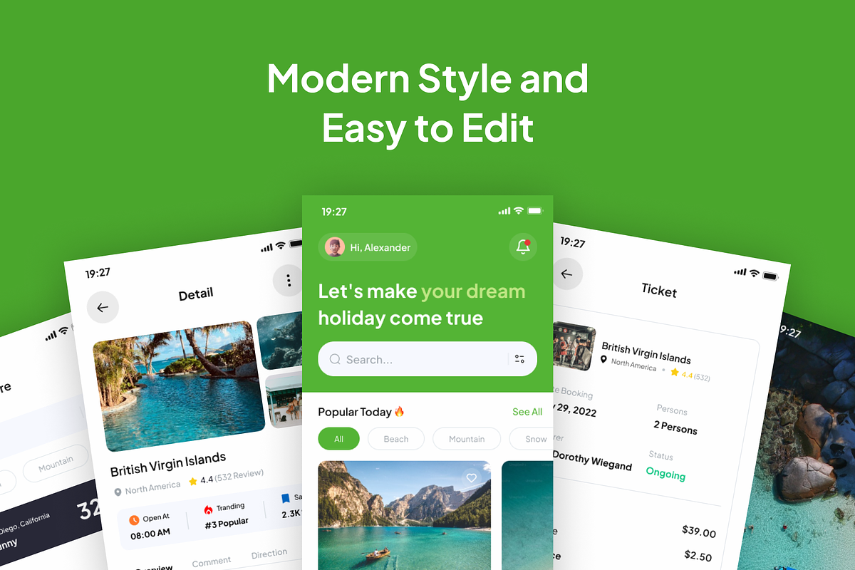 Suntrip - Traveling App UI Kit, an UI Kit Template by Kawalan Studio (Photo 3 of 6)