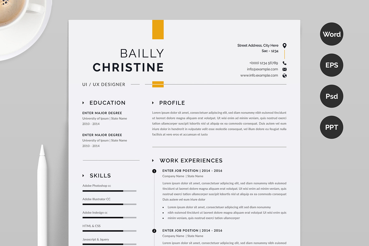 Minimal Resume / CV Template, a Resume Template by Aspect_Studio (Photo 1 of 4)