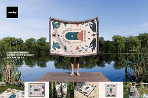 Jacquard Throw Blanket Mockup v.7, a Household Mockup by creatsy5