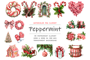 Watercolor Peppermint Clipart