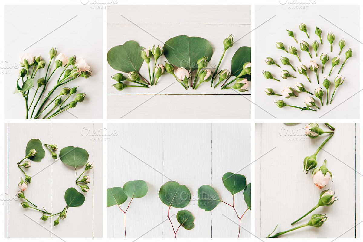 Creative floral flat lays bundle, a Print Template by Kolomiyets Viktoriya (Photo 3 of 5)