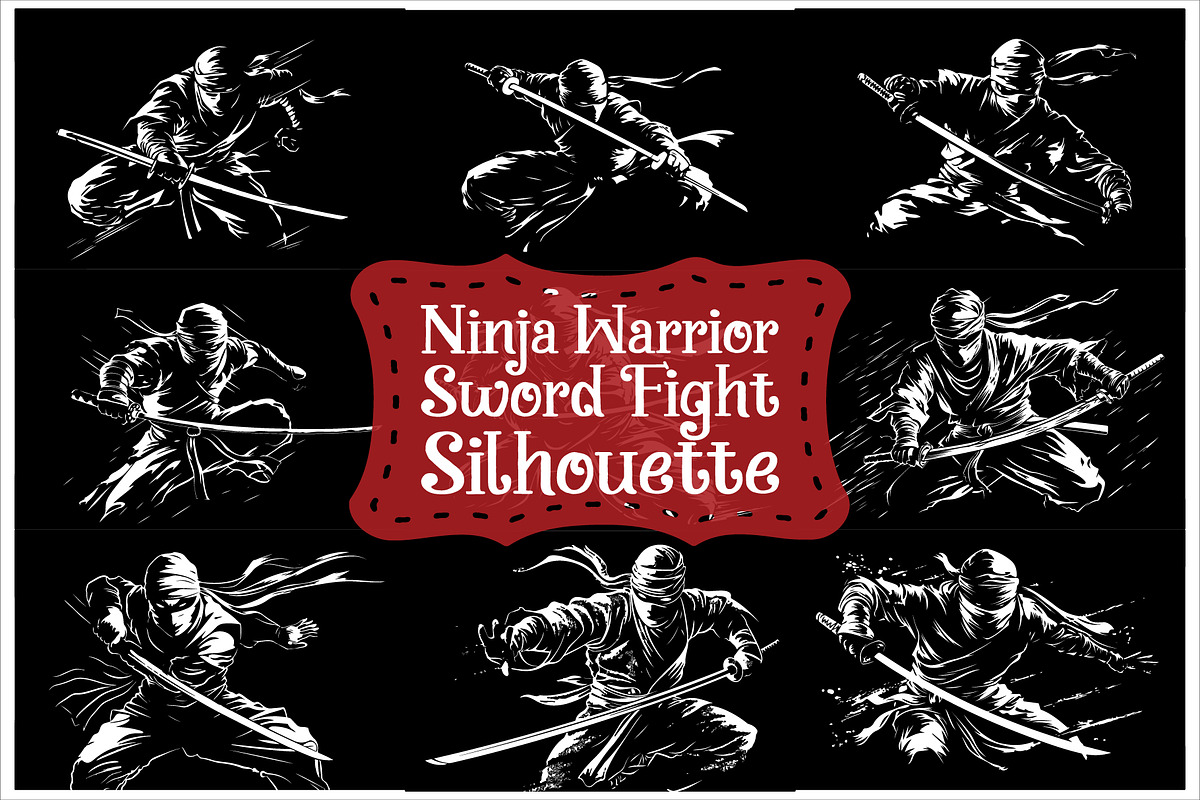 Stealth Warrior Sword Fighting, an Illustration by Gfx_Store