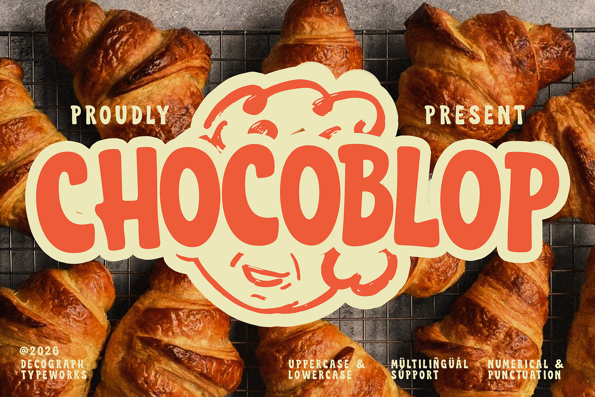 Chocoblop– Food Playful Display Font, a Handwritten Font by decographstud (Photo 1 of 7)