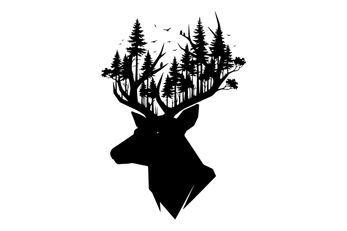 Deer Antler Silhouette Bundle, an Object Illustration by yasushie (Photo 7 of 31)