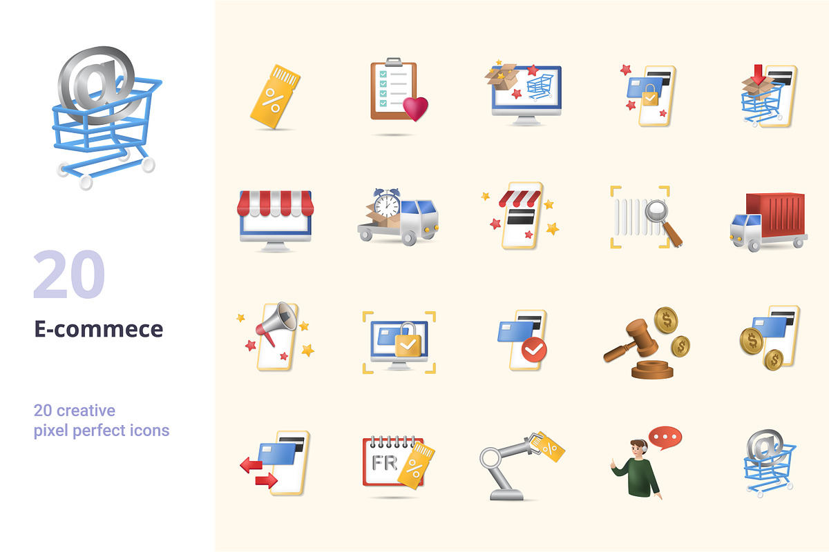 E Commerce 3D Icons Set Bundle, an Object Graphic by Aimagenarium@gmail.com (Photo 1 of 21)