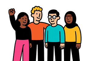 Diverse group of friends celebrating, a Person Illustration by ZinetroN