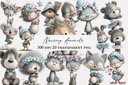 Watercolor Nursery Animals Clipart, an Illustration by Designworld (Thumbnail 1 of 5)