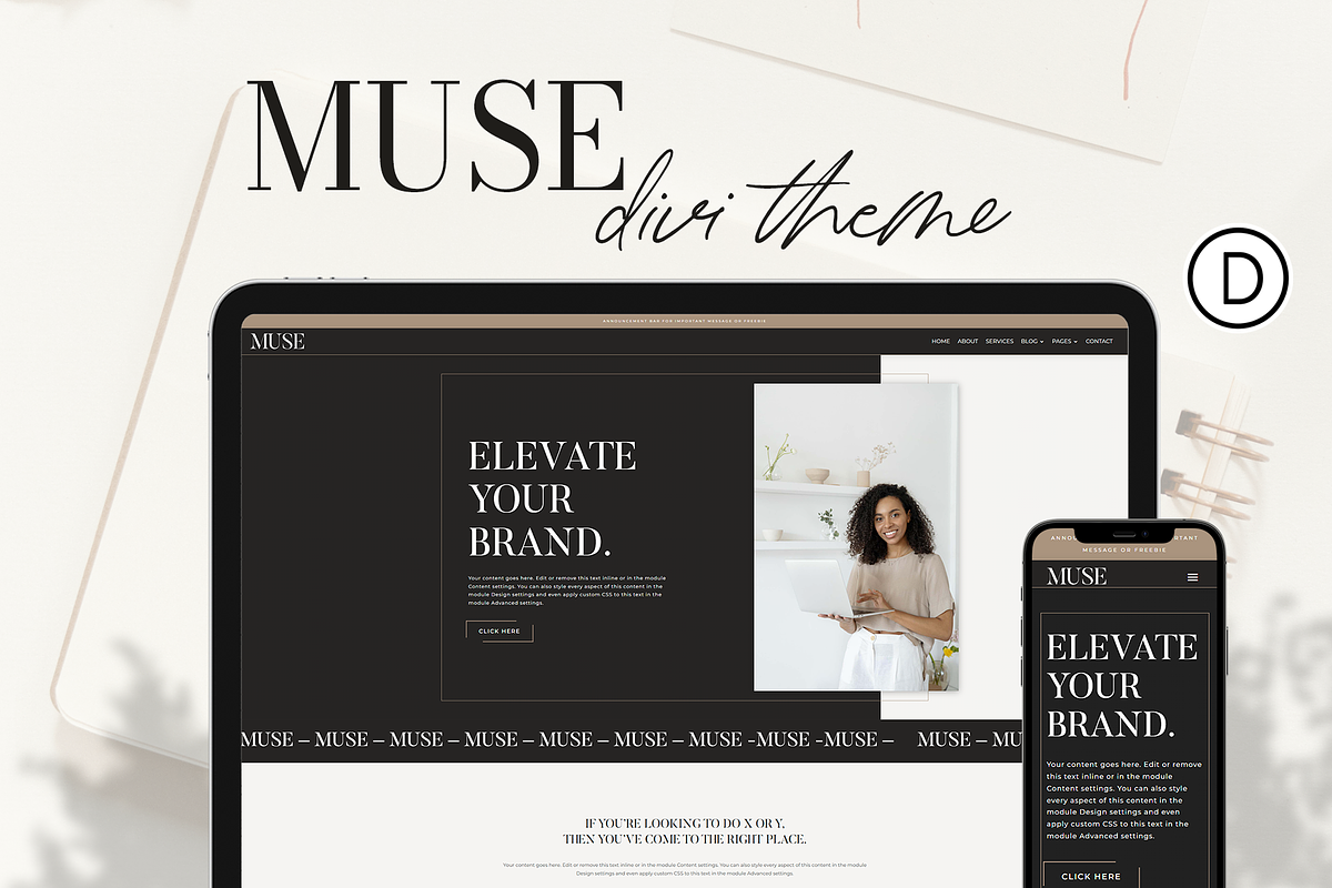 MUSE - Coach WordPress DIVI Theme, a WordPress Template by Studio Marmotte (Photo 1 of 7)