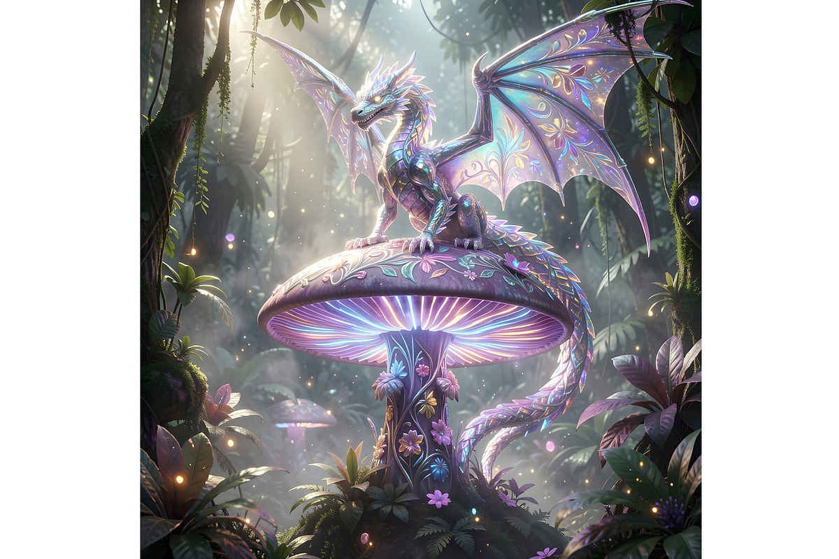Crystal Dragon in Bio Iridescent, an Animal Illustration by Sharon Schwalbe (Photo 6 of 6)