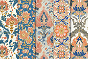 Blue Orange Floral Seamless Patterns, a Pattern Graphic by Maishop (Thumbnail 3 of 4)
