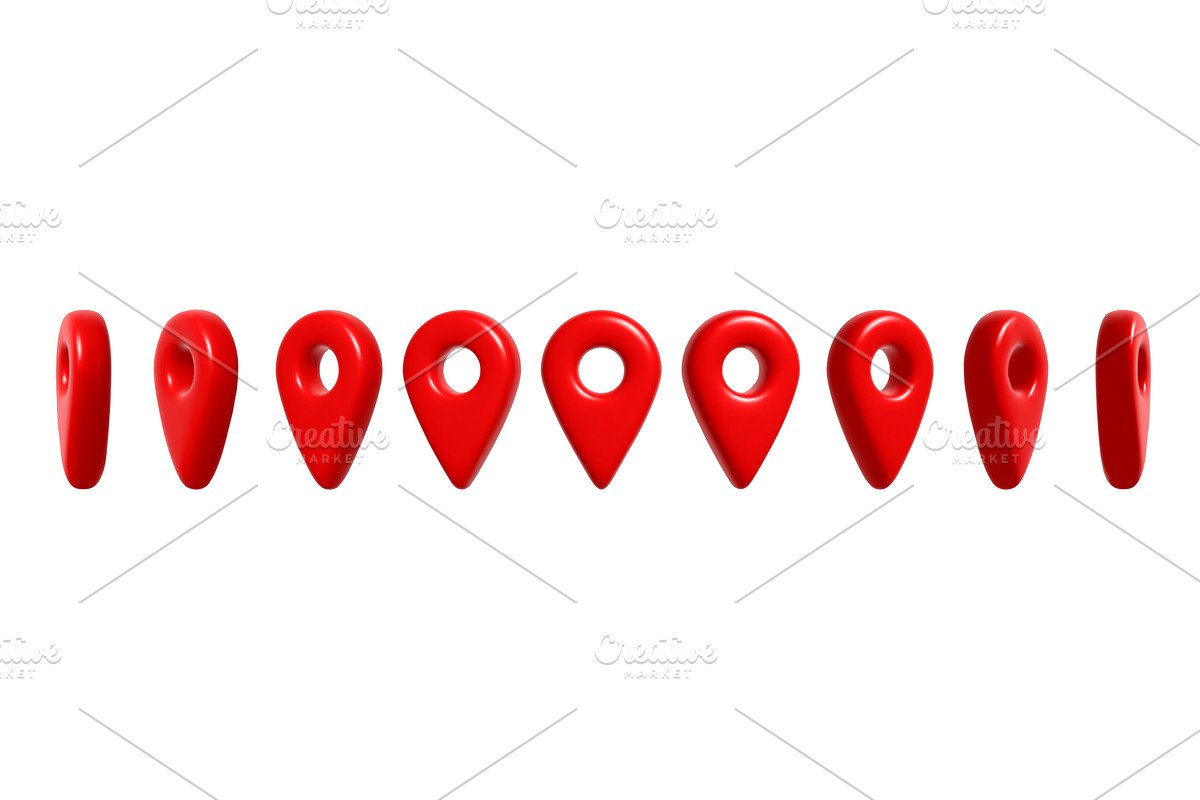 3D red location pin icon for map, an Object Illustration by winwin.art