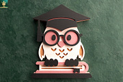 Graduation Owl 3D Layered Cut File, an Animal Illustration by pixaroma (Thumbnail 6 of 8)