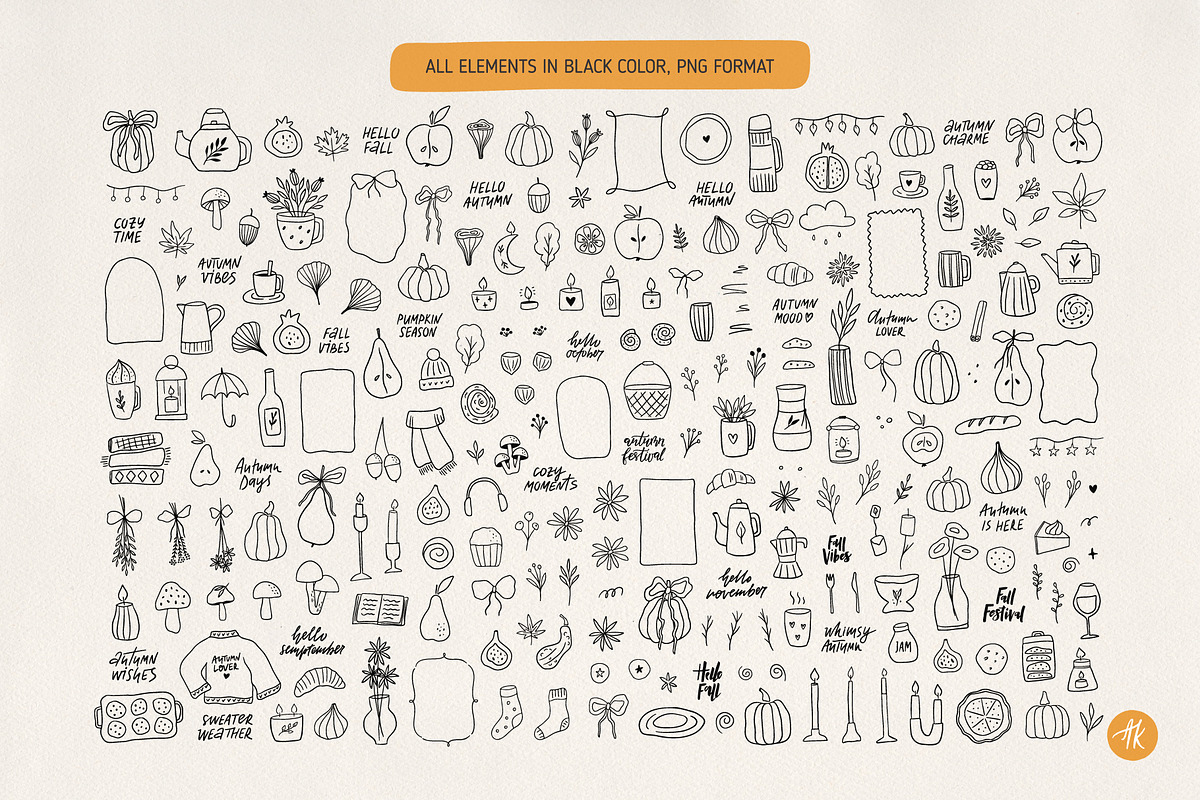 Autumn Charme Hand Drawn Doodle Set, an Object Illustration by Alena Koval (Photo 11 of 20)