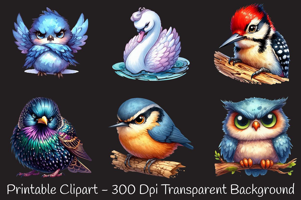 Funny Grumpy Birds Clipart, an Animal Illustration by RobertsArt (Photo 7 of 7)