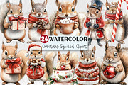 Watercolor Christmas Squirrel Clipar, a Seasonal Illustration by Rose Art (Thumbnail 1 of 4)