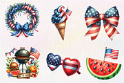 Hello 4th of July Watercolor Clipart, an Illustration by CreationArt (Thumbnail 2 of 5)