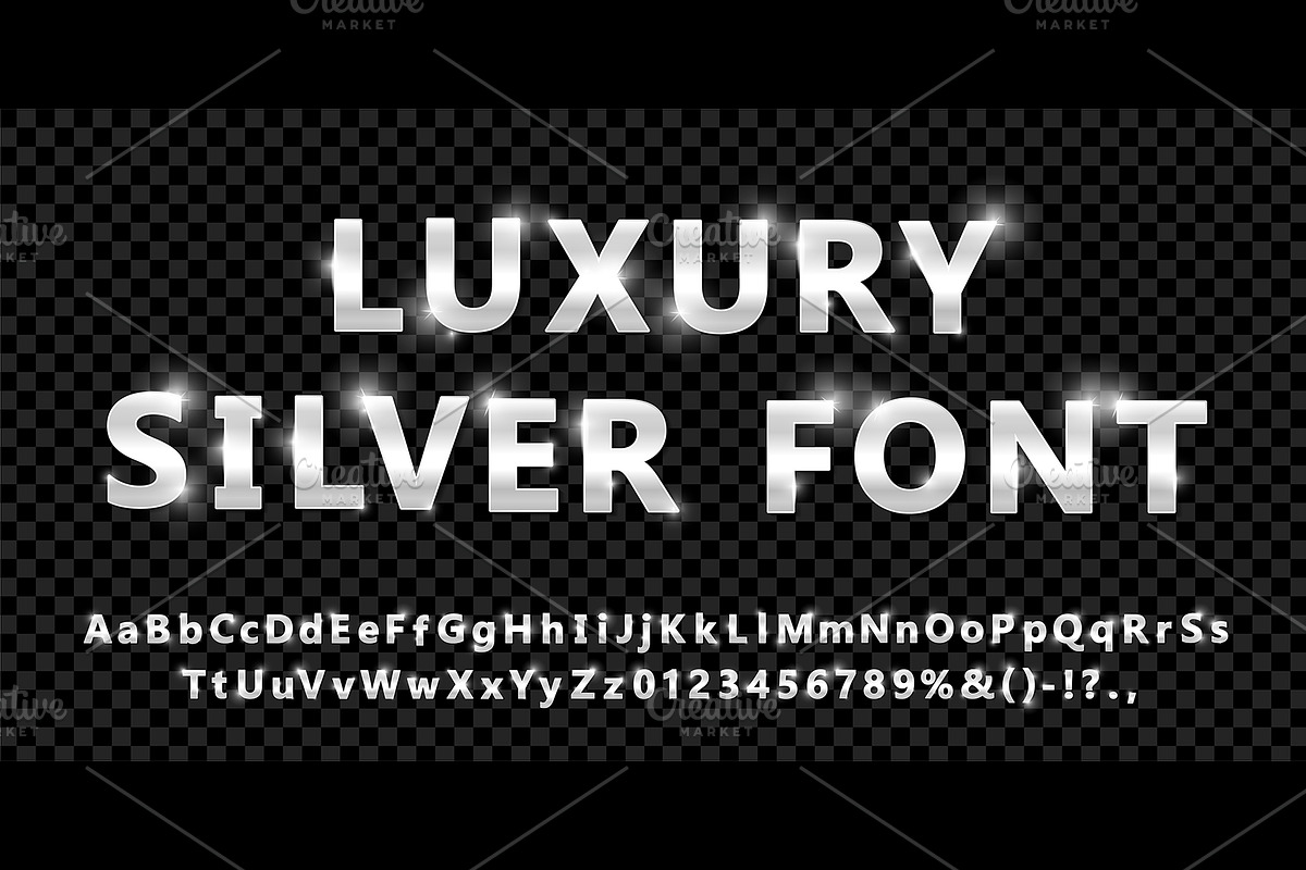 Shiny modern silver font isolated