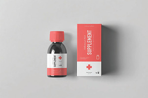 Front Flat Supplement Package Mockup, a Packaging Mockup by DesignRushMarket