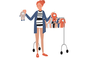 pregnant woman shopping for newborn, an Object Illustration by vectorpointstudio