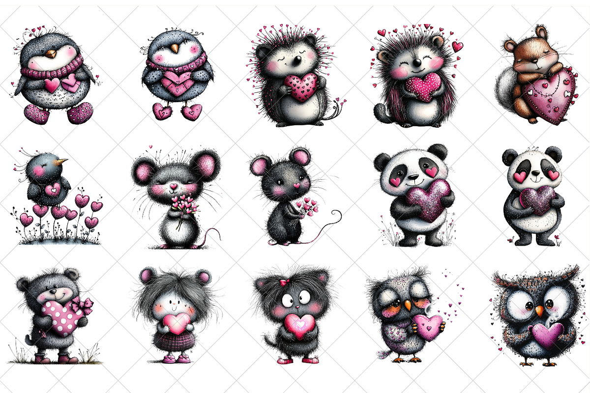 Love Woodland Animals Valentine PNG, an Illustration by SinaCreation (Photo 2 of 7)