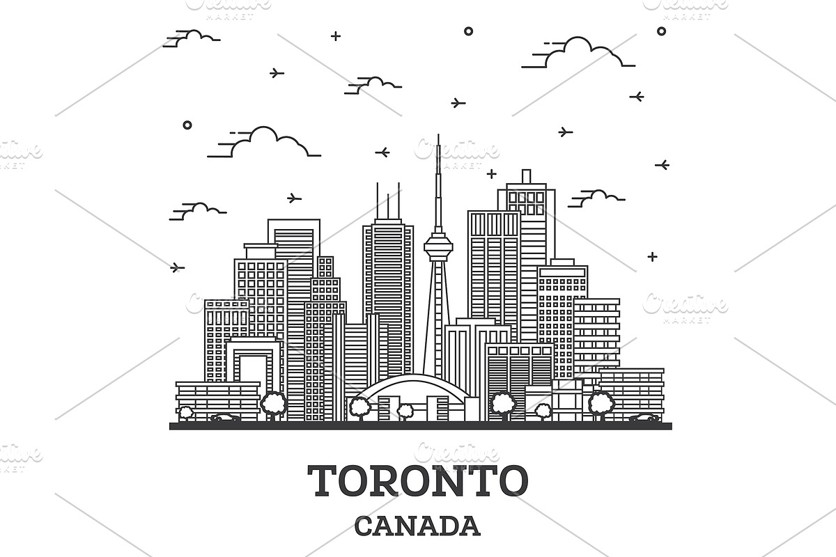 Outline Toronto Canada City Skyline | Creative Market