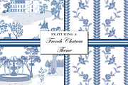 Toile de Jouy Patterns - Blue White, a Pattern Graphic by RachelStudio (Thumbnail 3 of 8)