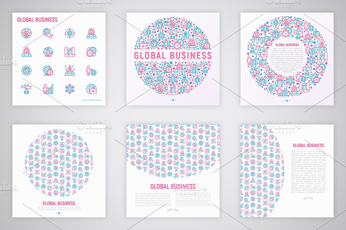 Global Business Icons Set Templates, an Outline Icon by Alex Blogoodf (Photo 7 of 10)