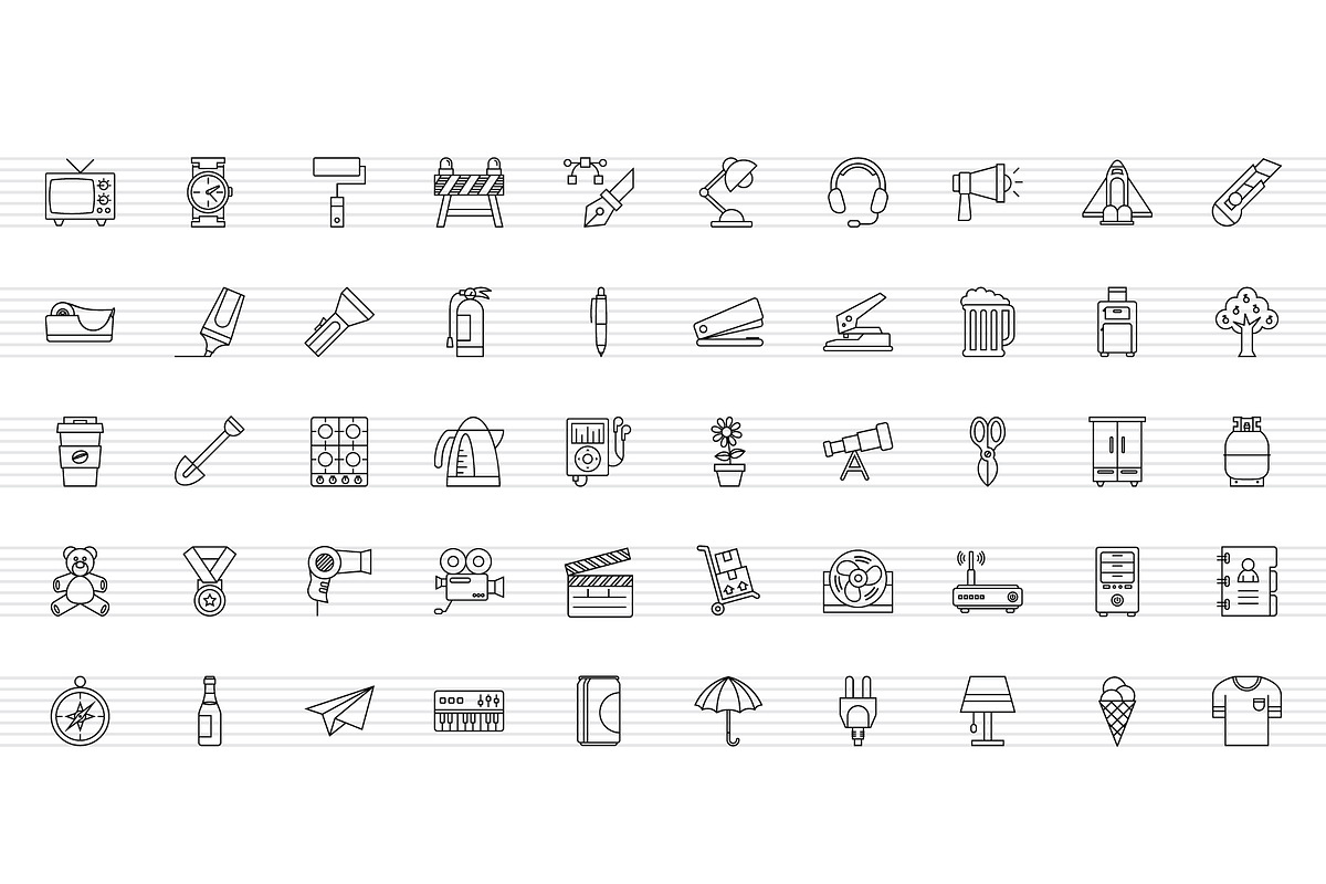 150 Thin Line Icons, an Outline Icon by doghead (Photo 3 of 4)