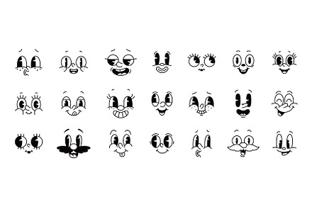 Cartoon comic groovy faces, a Person Illustration by Buch&Bee